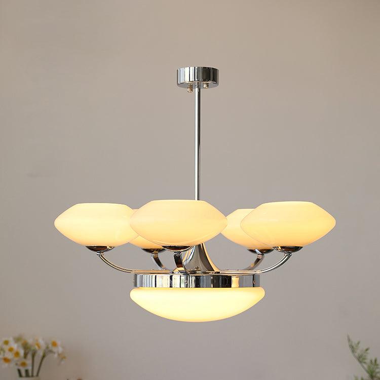 Keston Chandelier 6 heads ? 27.6″ x H 11″ / Dia 70cm x H 28cm / Chrome + Beige Chandelier