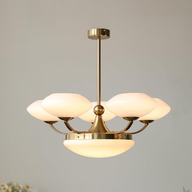 Keston Chandelier 6 heads ? 27.6″ x H 11″ / Dia 70cm x H 28cm / Gold + White Chandelier