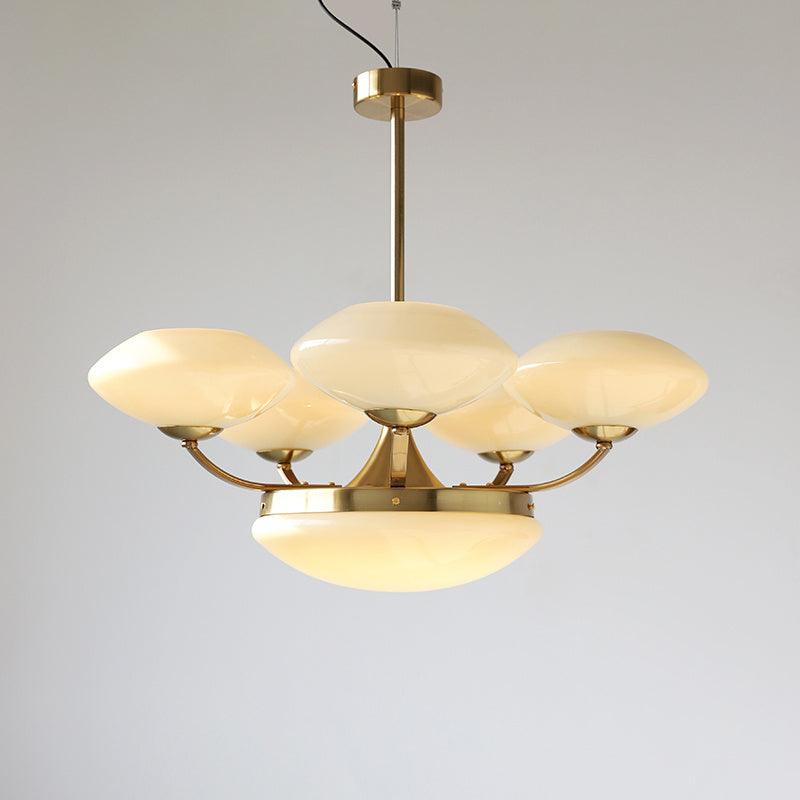 Keston Chandelier 6 heads ? 27.6″ x H 11″ / Dia 70cm x H 28cm / Gold + Beige Chandelier