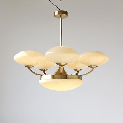 Keston Chandelier 6 heads ? 27.6″ x H 11″ / Dia 70cm x H 28cm / Gold + Beige Chandelier