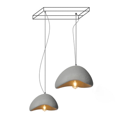 Khmara Halia Combination Chandelier A Dia 30cm x H 17cm + Dia 40cm x H 22cm / Grey / Long canopy Chandelier