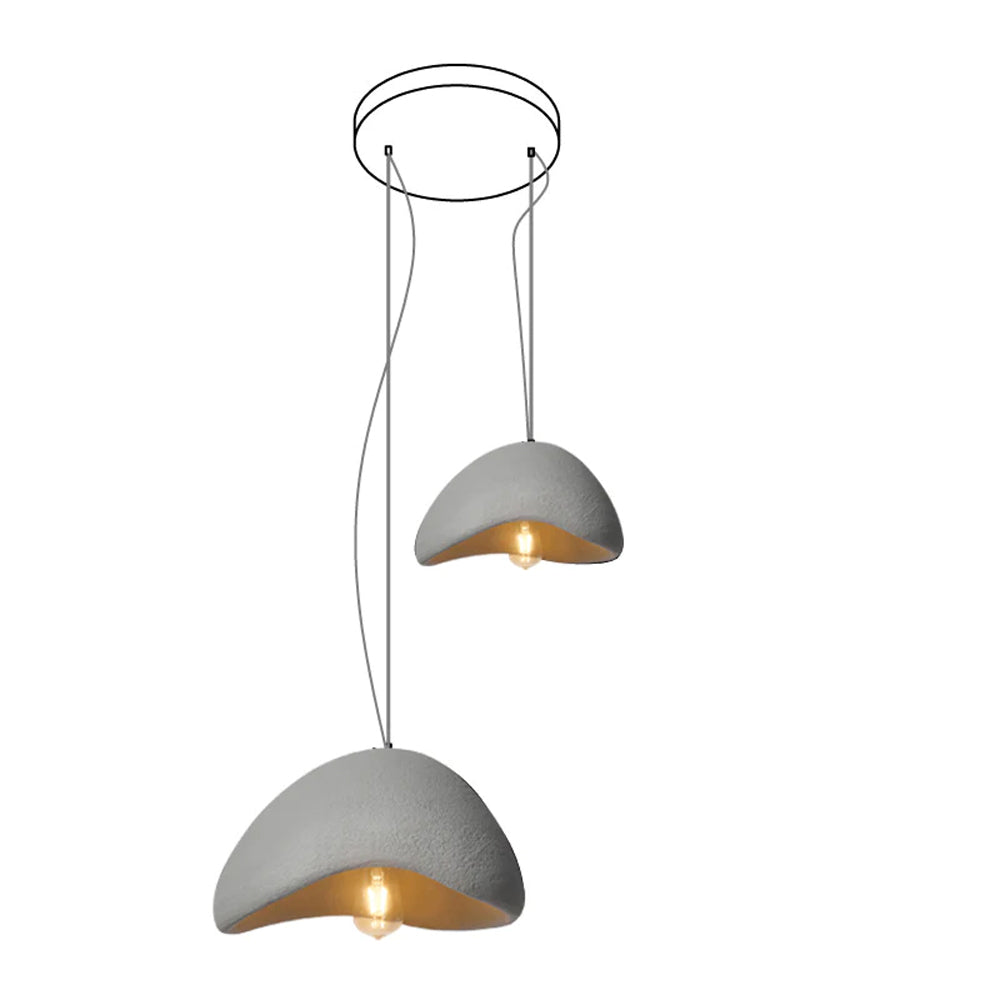 Khmara Halia Combination Chandelier A Dia 40cm x H 22cm + Dia 60cm x H 33cm / Grey / Round canopy Chandelier