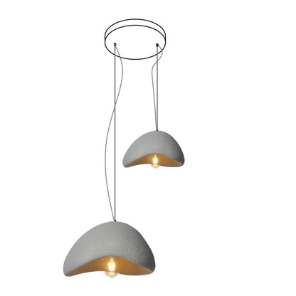 Khmara Halia Combination Chandelier A Dia 40cm x H 22cm + Dia 60cm x H 33cm / Grey / Round canopy Chandelier