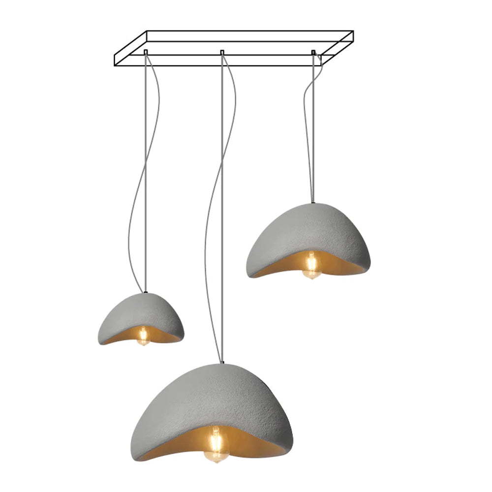 Khmara Halia Combination Chandelier A Dia 30cm x H 17cm + Dia 40cm x H 22cm + Dia 60cm x H 33cm / Grey / Long canopy