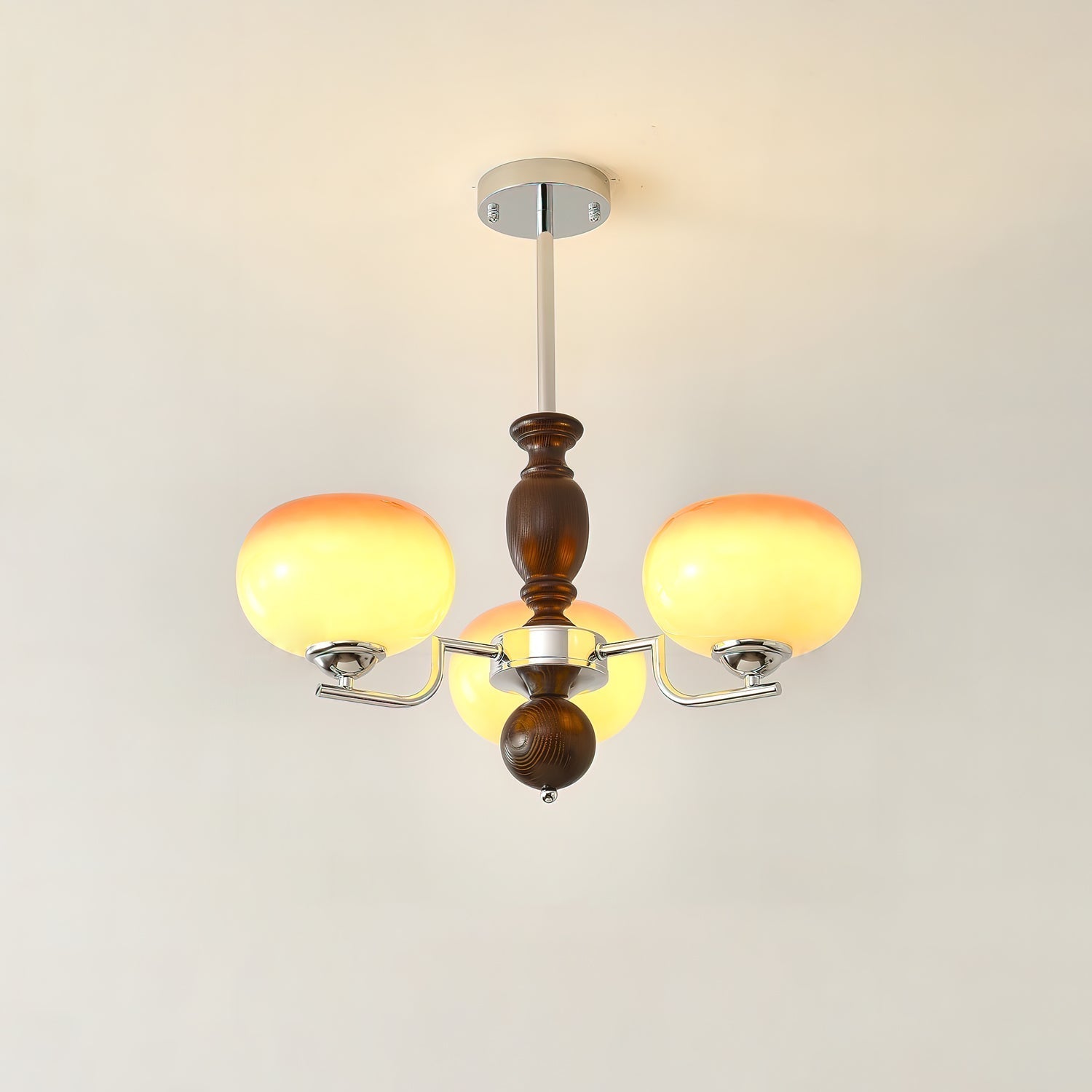 Kingsley Chandelier 3 heads ? 21.7″ x H 15″ / Walnut Color & Gold & Chrome Chandelier