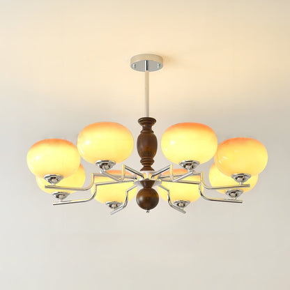 Kingsley Chandelier 8 heads ? 34.6″ x H 15″ / Walnut Color & Gold & Chrome Chandelier