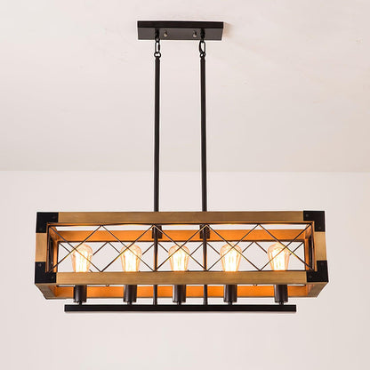 Kitchen Island Rectangle Chandelier Model C: L 31.5″ x W 9.8″ x H 39.4″ / L 80cm x W 25cm x H 100cm / Wood＆Black