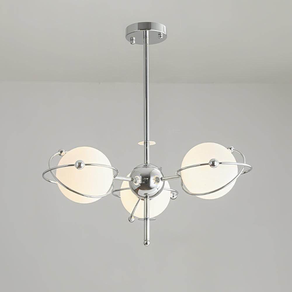 Kittelson Chandelier 3 Heads ? 25.5″ x H 17.7″/ Dia 65cm x H 45cm / Chrome & White Chandelier