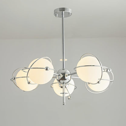 Kittelson Chandelier 5 Heads ? 29.5″ x H 17.7″ / Dia 75cm x H 45cm / Chrome & White Chandelier