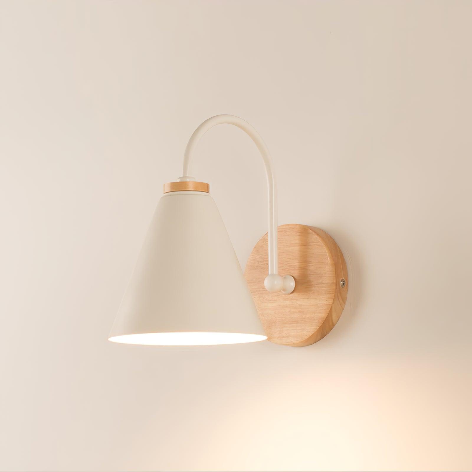 Kona Nordic Wall Lamp ? 5.9″ x H 9.4″ / Dia 15cm x H 24cm / Wooden ＆ White Wall lamp