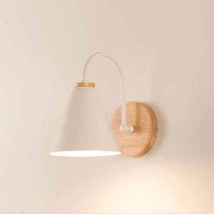 Kona Nordic Wall Lamp ? 5.9″ x H 9.4″ / Dia 15cm x H 24cm / Wooden ＆ White Wall lamp