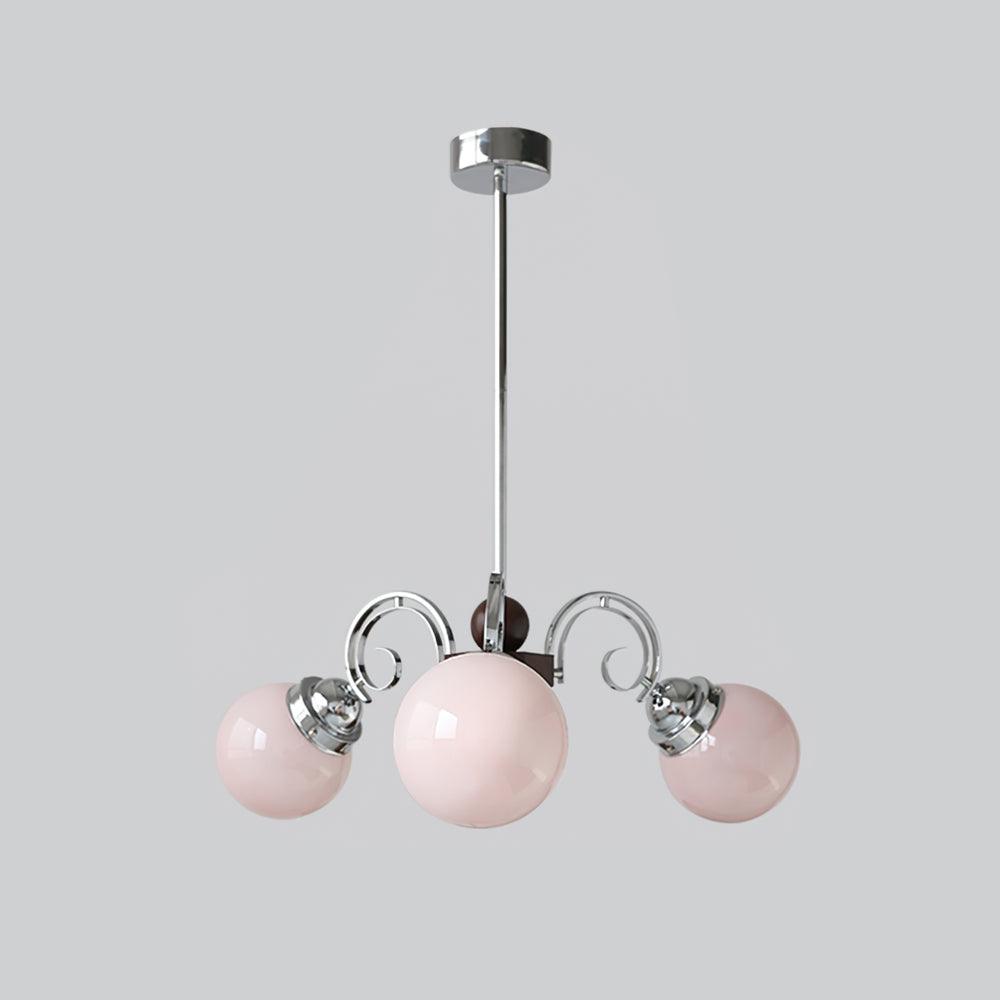 Kotter Cream Chandelier 3 heads ? 22.4″ x H 9.4″ / Dia 57cm x H 24cm / Chrome & Pink Chandelier