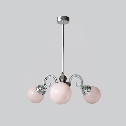 Kotter Cream Chandelier 3 heads ? 22.4″ x H 9.4″ / Dia 57cm x H 24cm / Chrome & Pink Chandelier