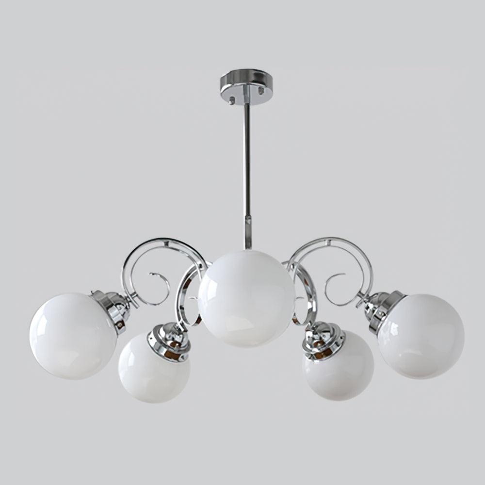 Kotter Cream Chandelier 5 heads ? 28.7″ x H 10.2″ / Dia 73cm x H 26cm / Chrome & White Chandelier