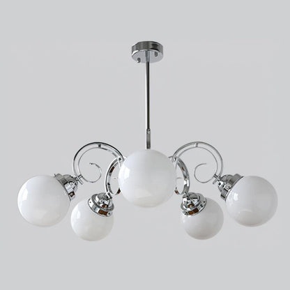 Kotter Cream Chandelier 5 heads ? 28.7″ x H 10.2″ / Dia 73cm x H 26cm / Chrome & White Chandelier