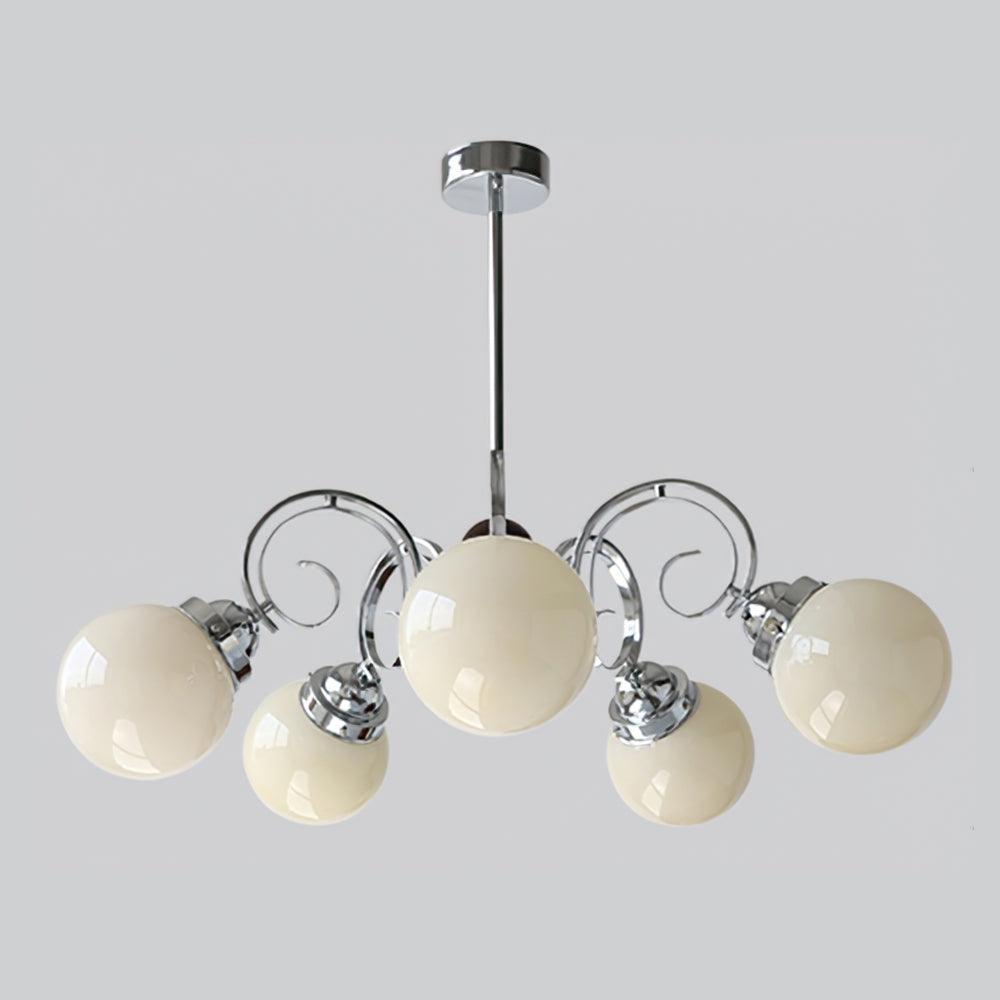 Kotter Cream Chandelier 5 heads ? 28.7″ x H 10.2″ / Dia 73cm x H 26cm / Chrome & Beige Chandelier