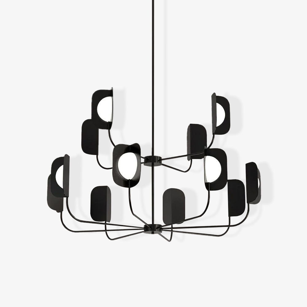 LEAF Chandelier 12heads Dia 45.3″ x H 39.4″ / Dia 115cm x H 100cm / Black Chandelier