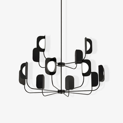 LEAF Chandelier 12heads Dia 45.3″ x H 39.4″ / Dia 115cm x H 100cm / Black Chandelier