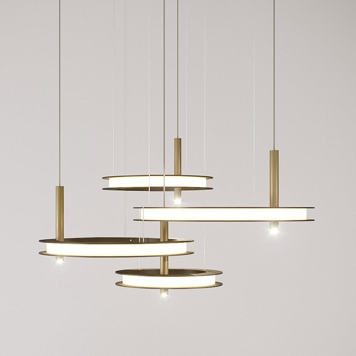 Labilis Chandelier Dia 40cm + Dia 40cm + Dia 60cm + Dia 80cm x H 150cm / Gold / Warm Light Chandelier