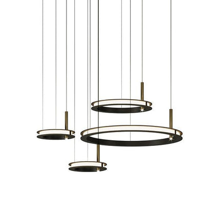 Labilis Chandelier Dia 40cm + Dia 40cm + Dia 60cm + Dia 80cm x H 150cm / Black / Warm Light Chandelier