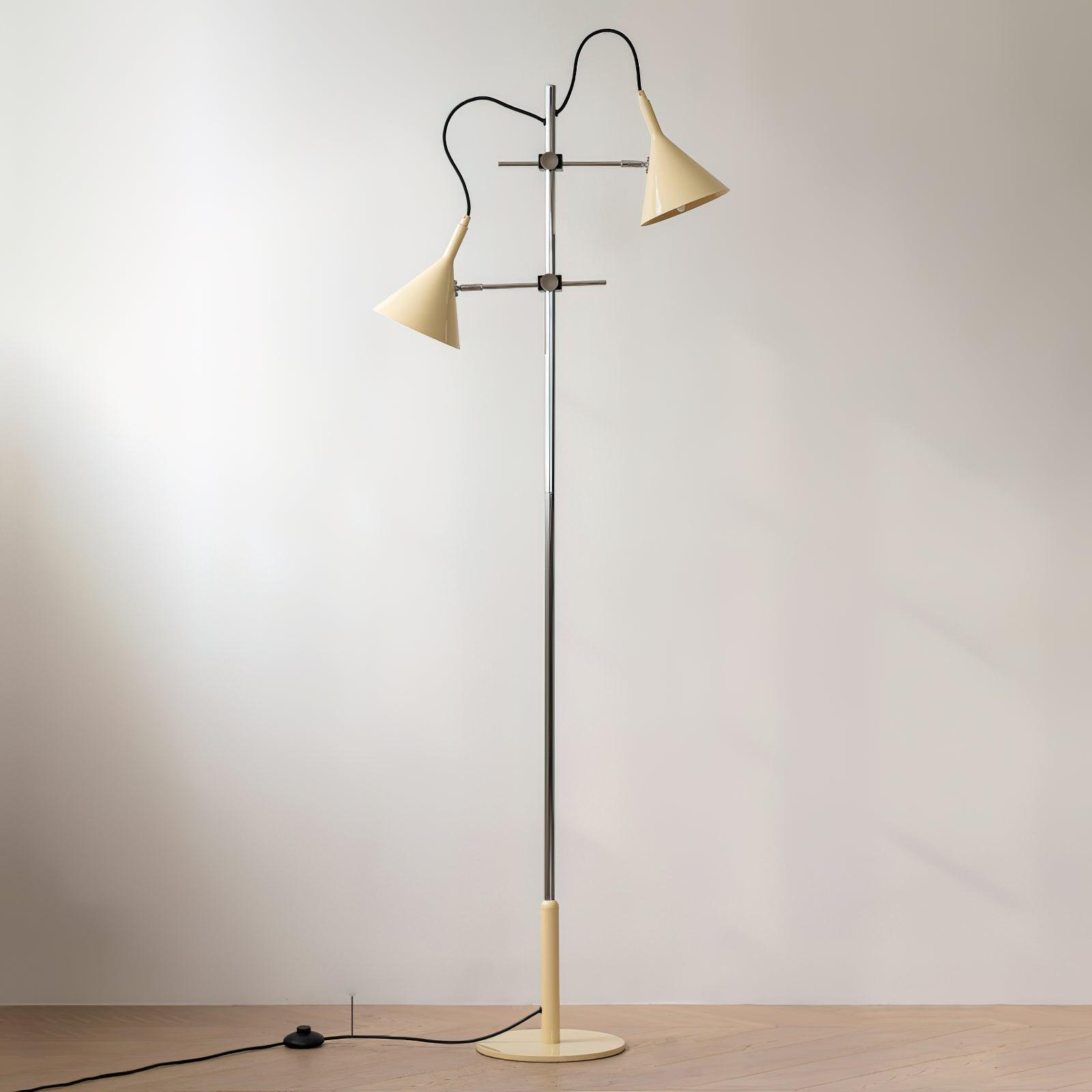 Laiton Floor Lamp Dia 25cm x H 163cm / Dia 9.8″ x H 64.2″ / Chrome＆Beige / US plug Floor lamp