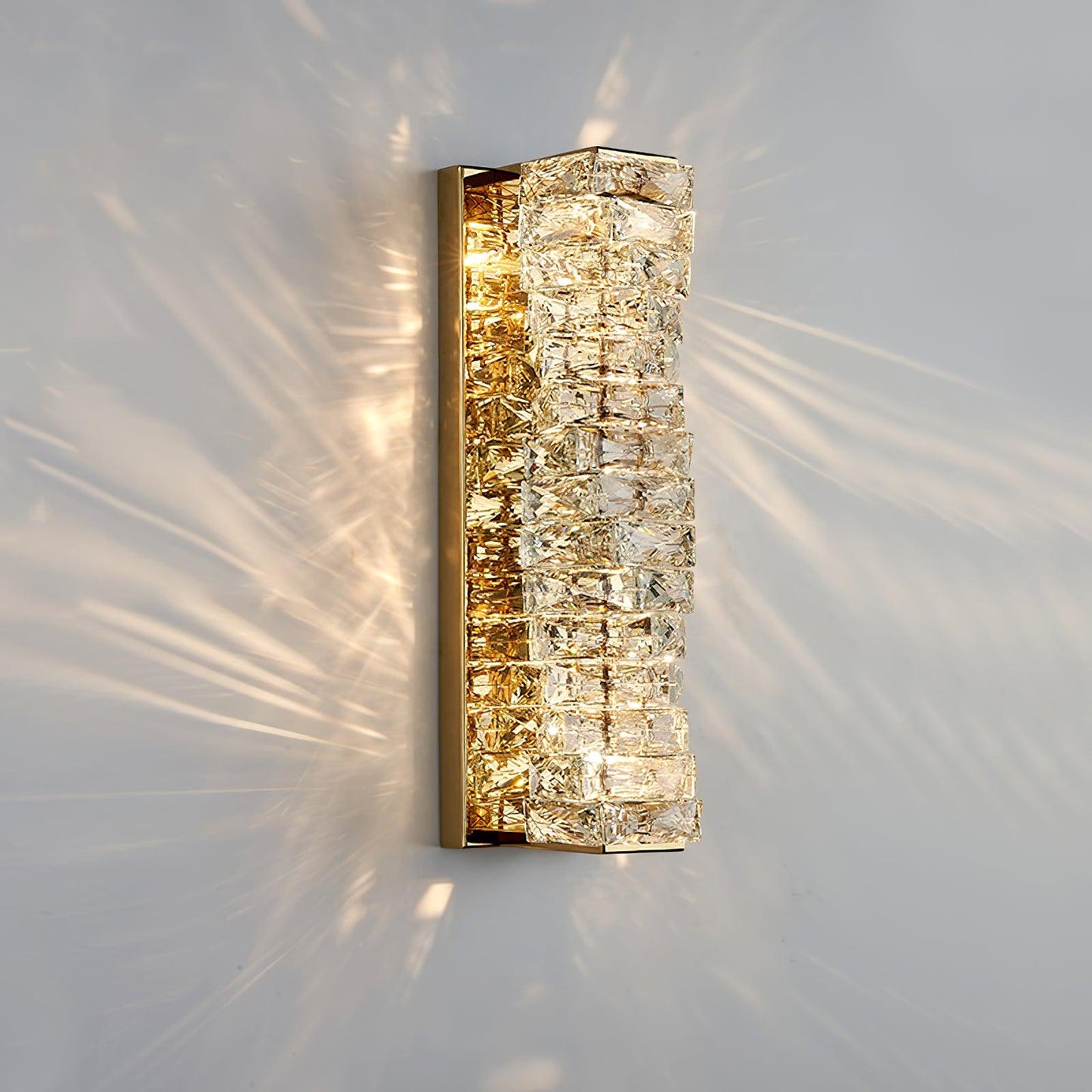 Laminated Crystal Wall Light Dia 4.7″ x H 18.1″ / Dia 12cm x H 46cm / Gold / Warm Light Wall lamp