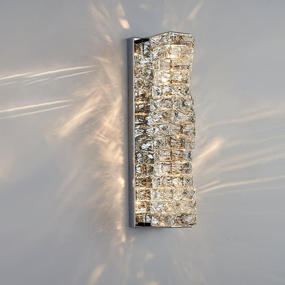 Laminated Crystal Wall Light Dia 4.7″ x H 23.6″ / Dia 12cm x H 60cm / Chrome / Warm Light Wall lamp