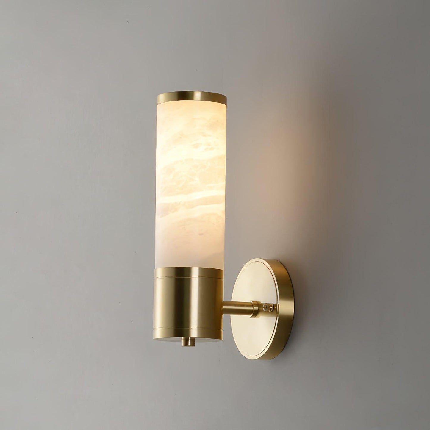 Lampatron Alabaster Wall Lamp Dia 3.1″ x H 9.4″ / Dia 8cm x H 24cm / Gold & White Wall lamp