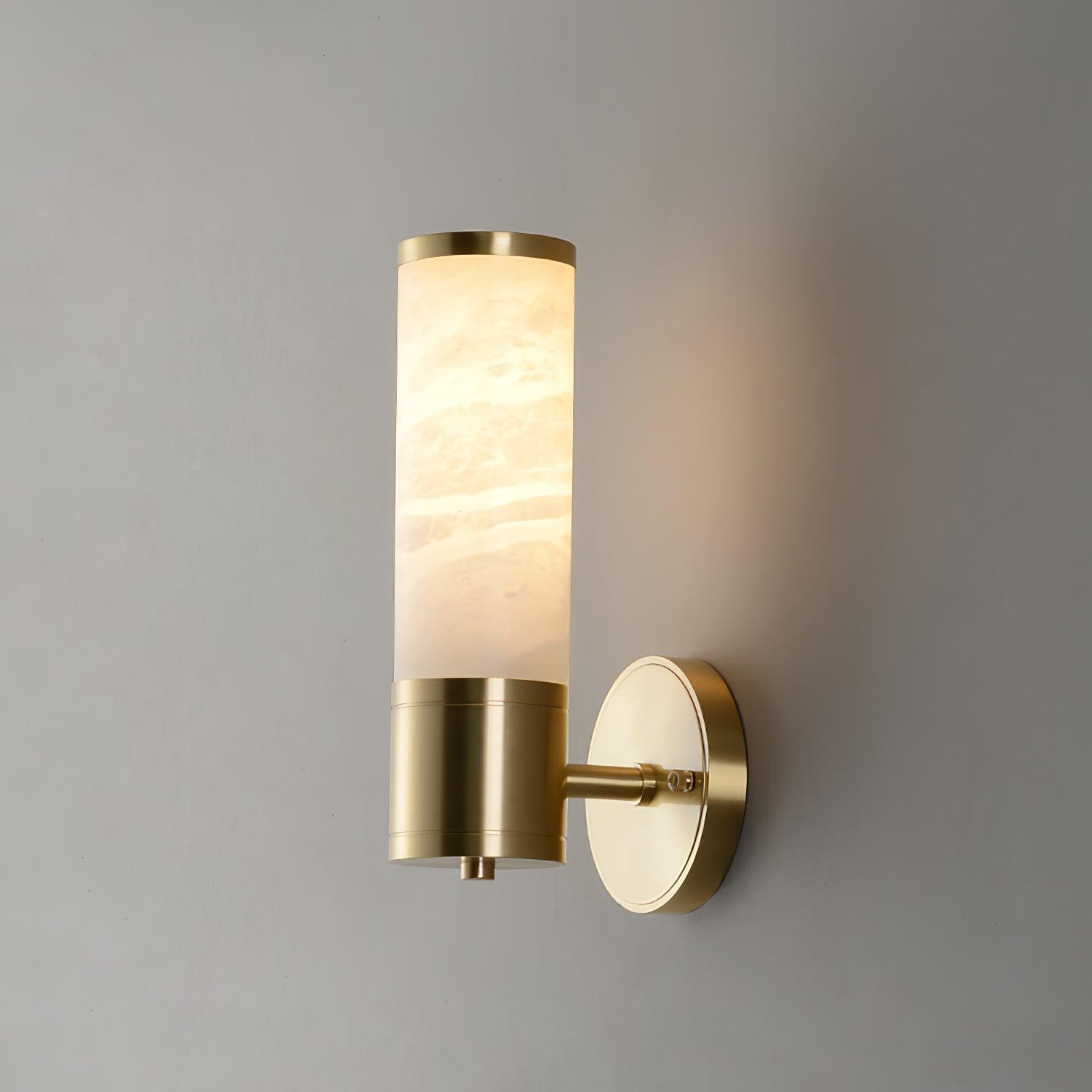 Lampatron Alabaster Wall Lamp Dia 3.1″ x H 9.4″ / Dia 8cm x H 24cm / Gold & White Wall lamp