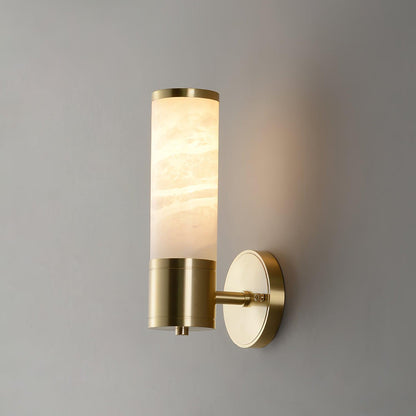 Lampatron Alabaster Wall Lamp Dia 3.1″ x H 9.4″ / Dia 8cm x H 24cm / Gold & White Wall lamp