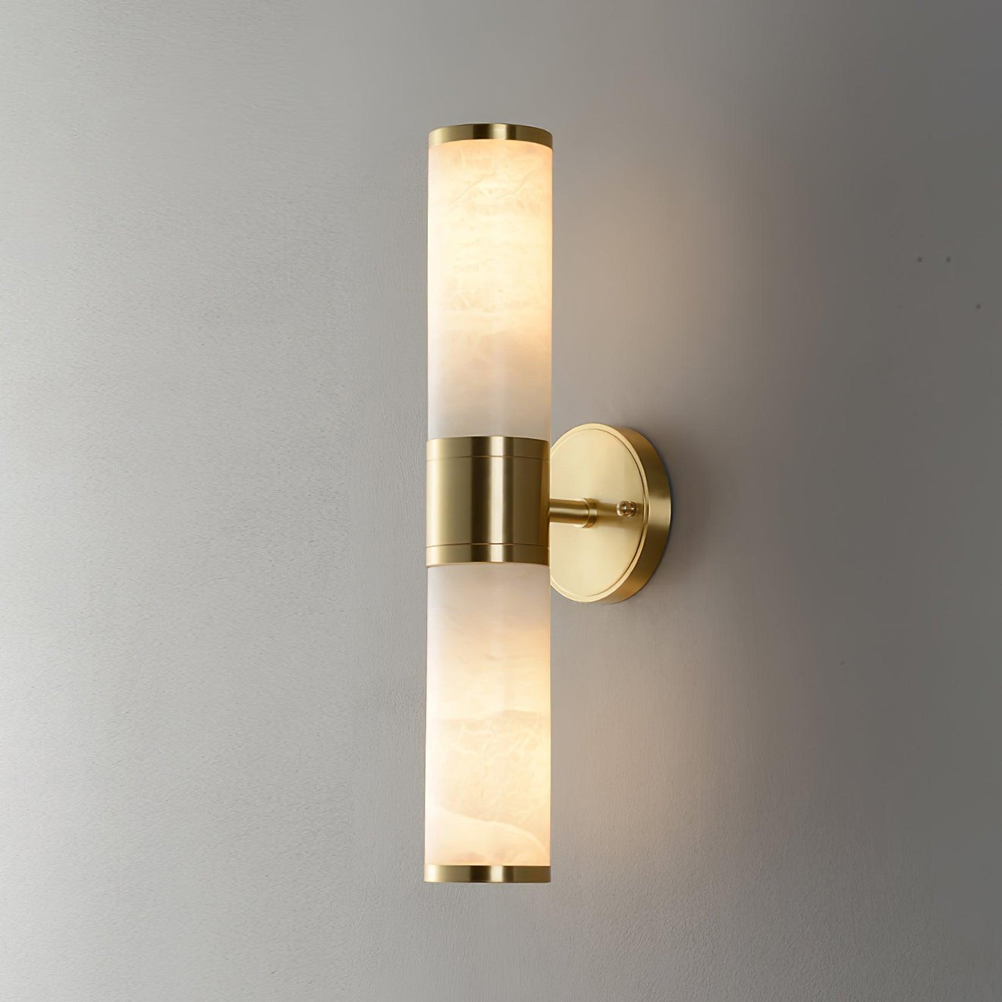 Lampatron Alabaster Wall Lamp Dia 3.1″ x H 17.3″ / Dia 8cm x H 44cm / Gold & White Wall lamp