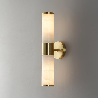 Lampatron Alabaster Wall Lamp Dia 3.1″ x H 17.3″ / Dia 8cm x H 44cm / Gold & White Wall lamp