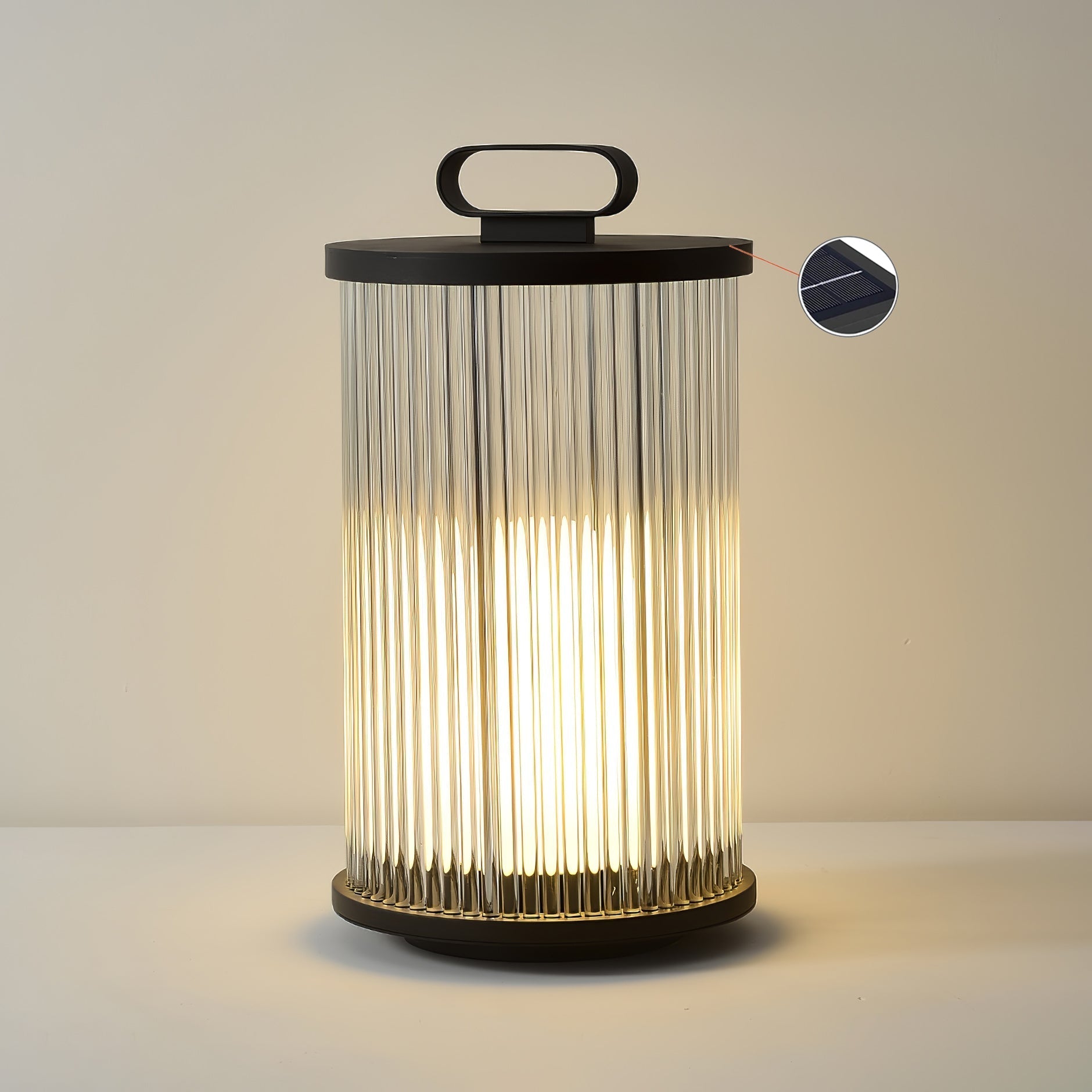 Lantern Garden Solar Outdoor Light Dia 7.9″ x H 14.2″ / Dia 20cm x H 36cm / Black & Clear / Warm Light Floor lamp