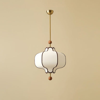 Lantern Fabric Pendant Light Dia 9.8″ x H 13.8″ / Dia 25cm x H 35cm / Gold & White Pendant light
