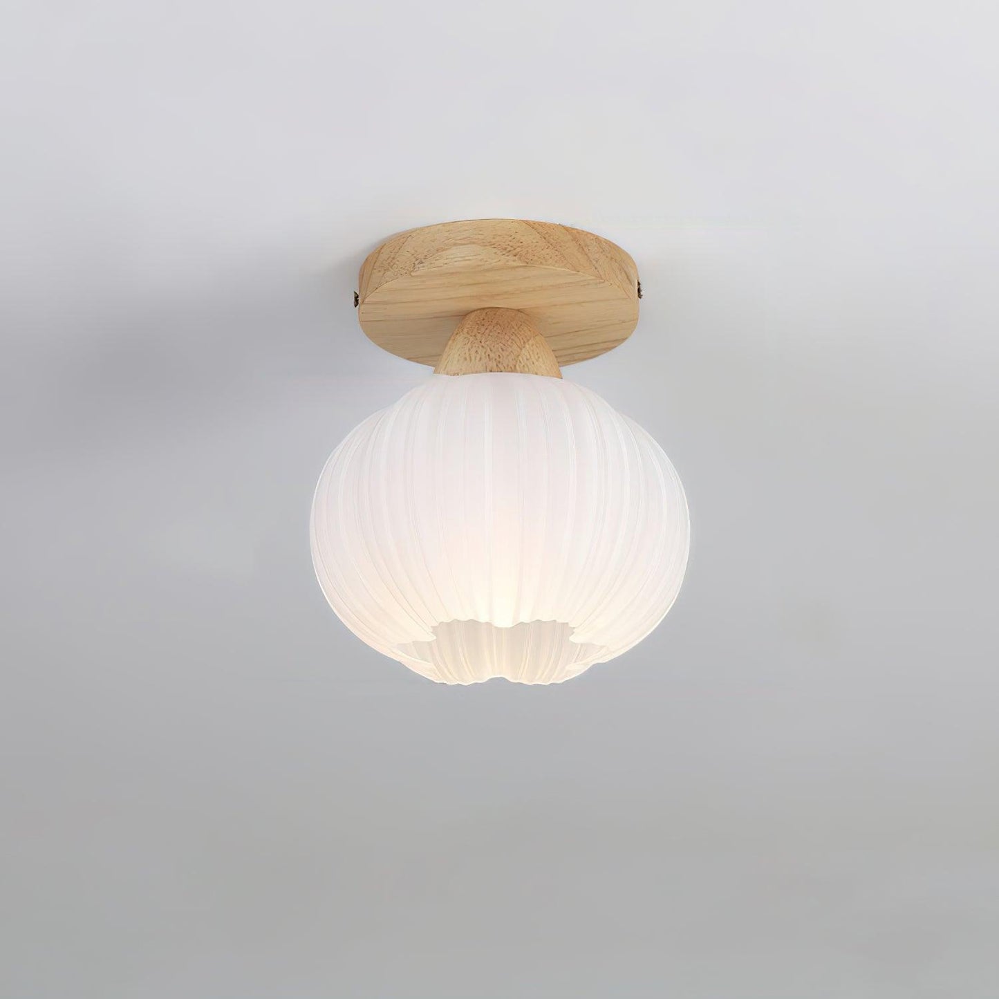 Large Flower Bag Ceiling Lamp ? 6.3″ x H 8.3″ / Dia 16cm x H 21cm / Wood color & White Ceiling lamp