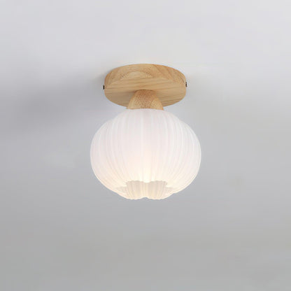 Large Flower Bag Ceiling Lamp ? 6.3″ x H 8.3″ / Dia 16cm x H 21cm / Wood color & White Ceiling lamp