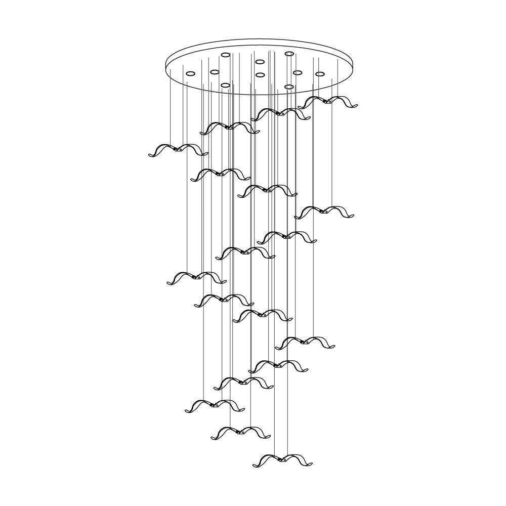 Large Seagull Chandelier 18 heads Round canopy ? 47.2″ x H 98.4″ / Dia 120cm x H 250cm / L 15″ / L 38cm / Warm Light