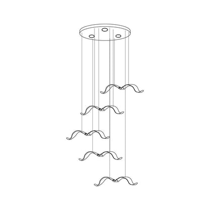 Large Seagull Chandelier 5 heads Round canopy ? 13.8″ x H 59.1″ / Dia 35cm x H 150cm / L 11.8″ / L 30cm / Warm Light