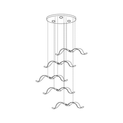 Large Seagull Chandelier 5 heads Round canopy ? 13.8″ x H 59.1″ / Dia 35cm x H 150cm / L 15″ / L 38cm / Warm Light