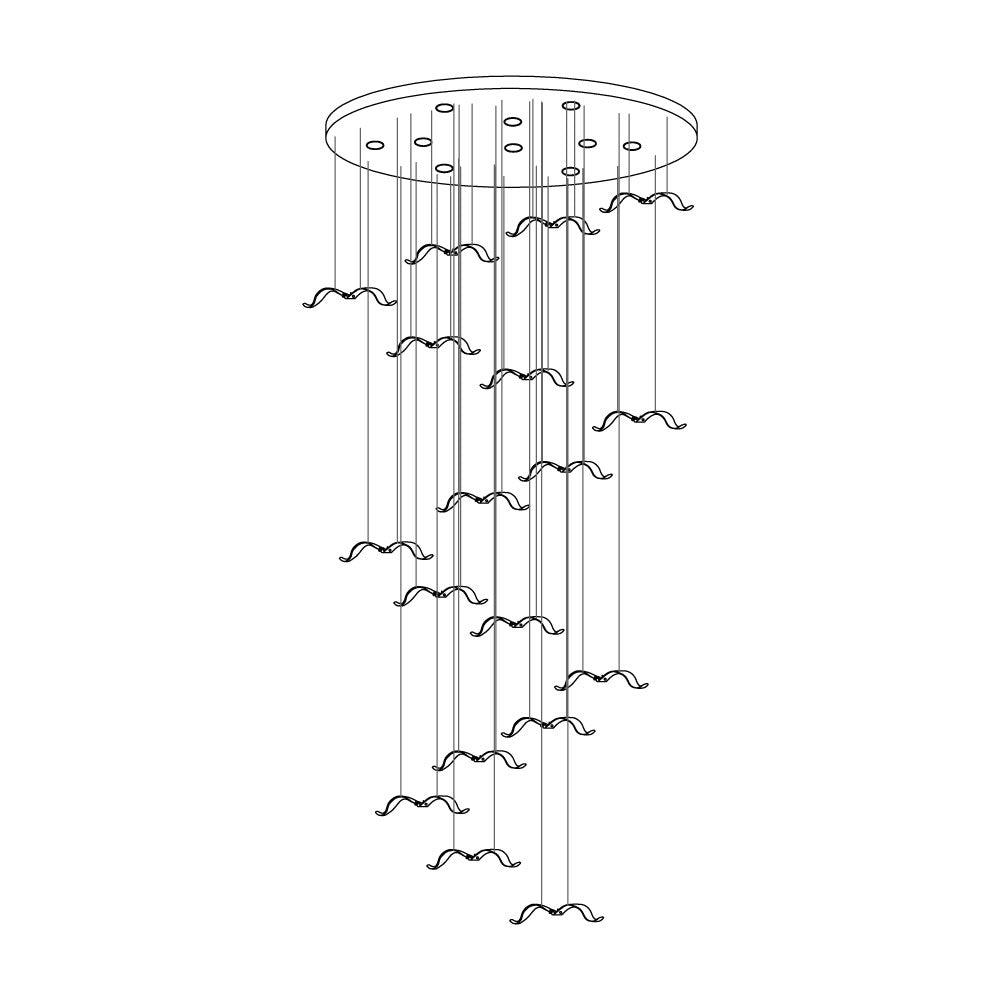 Large Seagull Chandelier 18 heads Round canopy ? 47.2″ x H 98.4″ / Dia 120cm x H 250cm / L 11.8″ / L 30cm / Warm Light