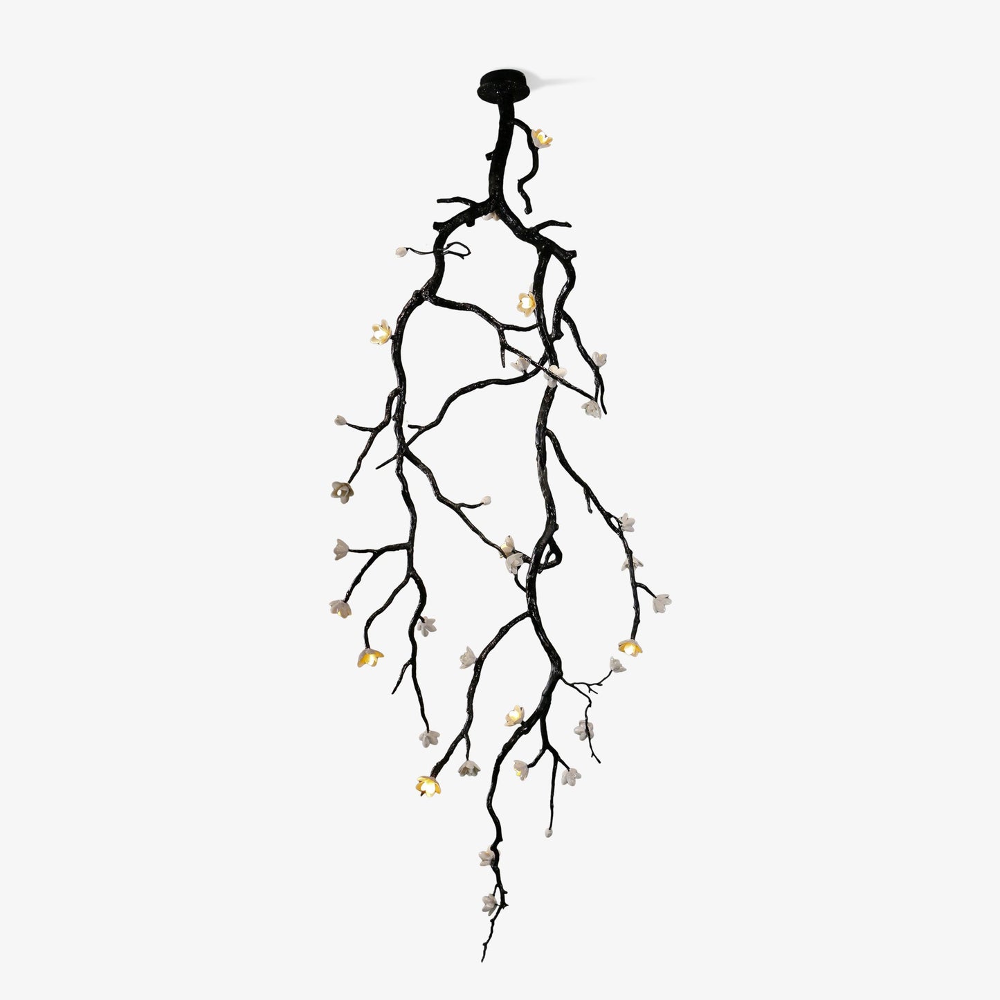 Large Long Branch Flower Chandelier L 53.1″ x H 129.9″ / L 135cm x H 330cm / Brass stained black Chandelier