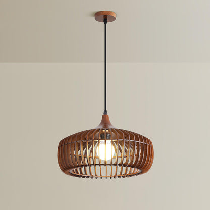 Lattice Nest Wooden Pendant Lamp Dia 21.7″ x H 9.1″ / Dia 55cm x H 23cm / Walnut wood Pendant light