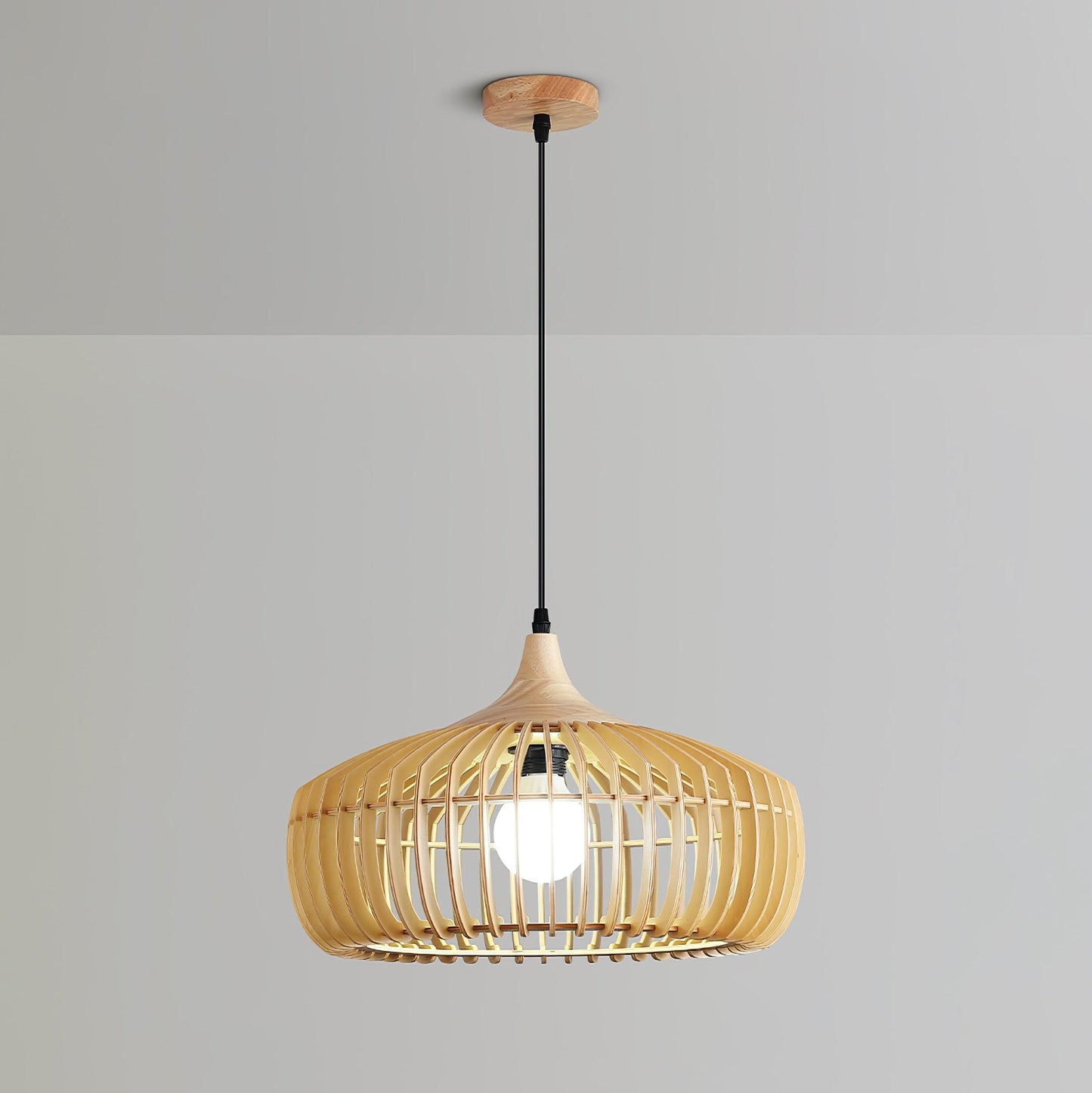 Lattice Nest Wooden Pendant Lamp Dia 21.7″ x H 9.1″ / Dia 55cm x H 23cm / Nature wood Pendant light