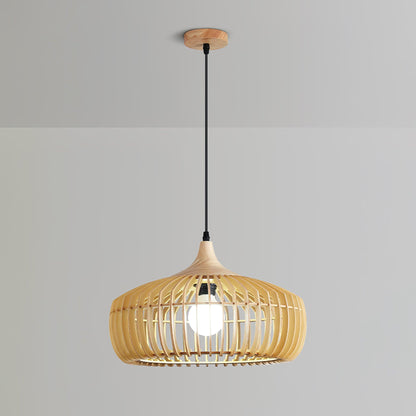 Lattice Nest Wooden Pendant Lamp Dia 21.7″ x H 9.1″ / Dia 55cm x H 23cm / Nature wood Pendant light