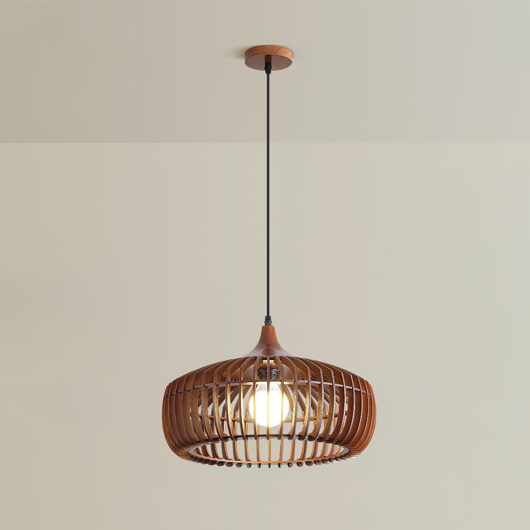Lattice Nest Wooden Pendant Lamp Dia 16.9″ x H 7.5″ / Dia 43cm x H 19cm / Walnut wood Pendant light