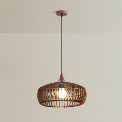Lattice Nest Wooden Pendant Lamp Dia 16.9″ x H 7.5″ / Dia 43cm x H 19cm / Walnut wood Pendant light