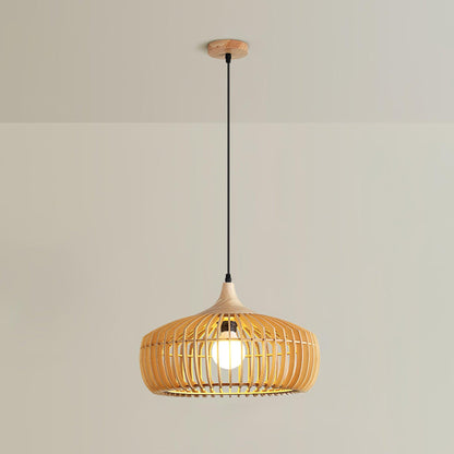 Lattice Nest Wooden Pendant Lamp Dia 16.9″ x H 7.5″ / Dia 43cm x H 19cm / Nature wood Pendant light