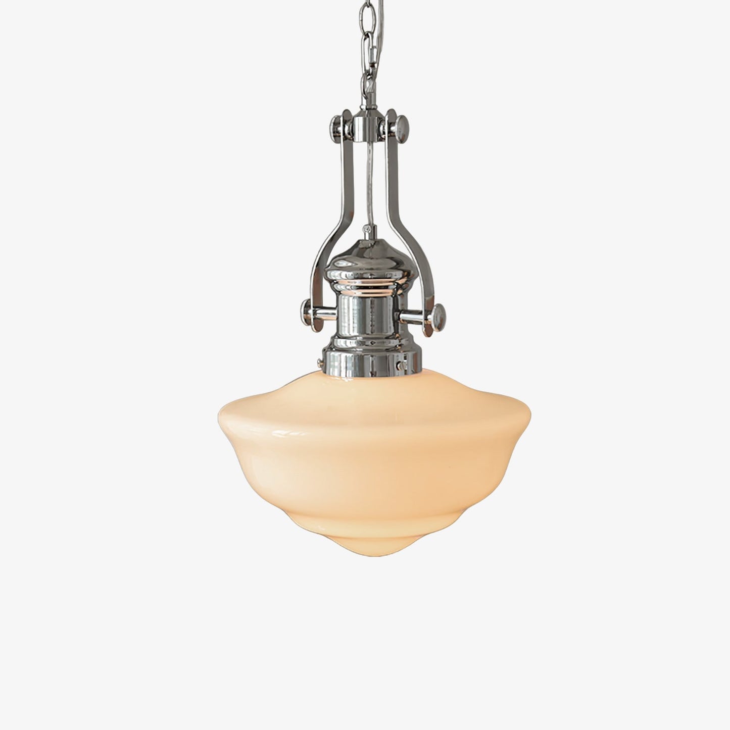 Lavagna Schoolhouse Pendant Light Dia 11.8″ x H 19.3″ / Dia 30cm x H 43cm / Chrome & White Pendant light