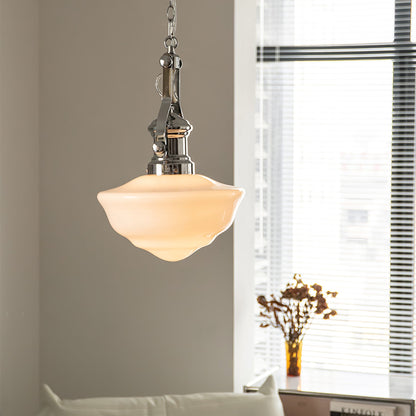 Lavagna Schoolhouse Pendant Light Dia 11.8″ x H 19.3″ / Dia 30cm x H 43cm / Chrome & White Pendant light