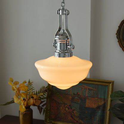 Lavagna Schoolhouse Pendant Light Dia 11.8″ x H 19.3″ / Dia 30cm x H 43cm / Chrome & White Pendant light